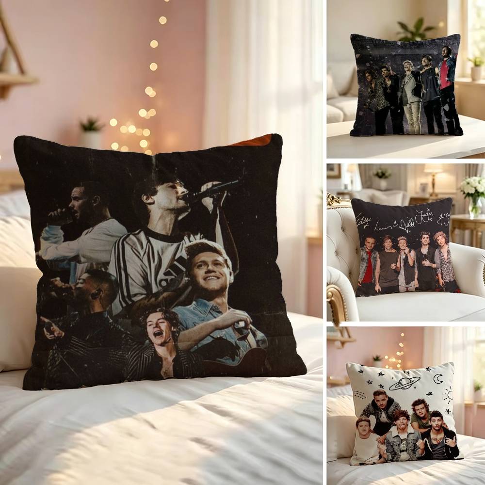 Home Textiles Direct - O-One D-Direction 1D バンド柄、両面プリントの枕カバー。寝室、ベッドサイド、ソファ用クッションカバー。