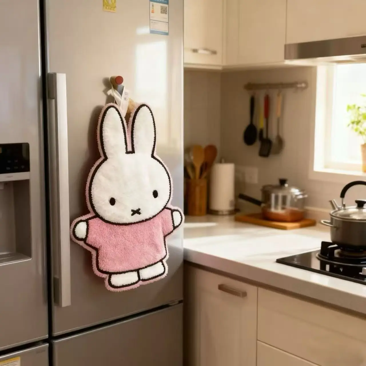 Home Textile - カワイイミッフィーのウサギ柄ハンドタオル。厚手で、お手拭きや様々な用途に使える。家庭用、浴室、キッチン、洗面所、インテリアとしても最適。