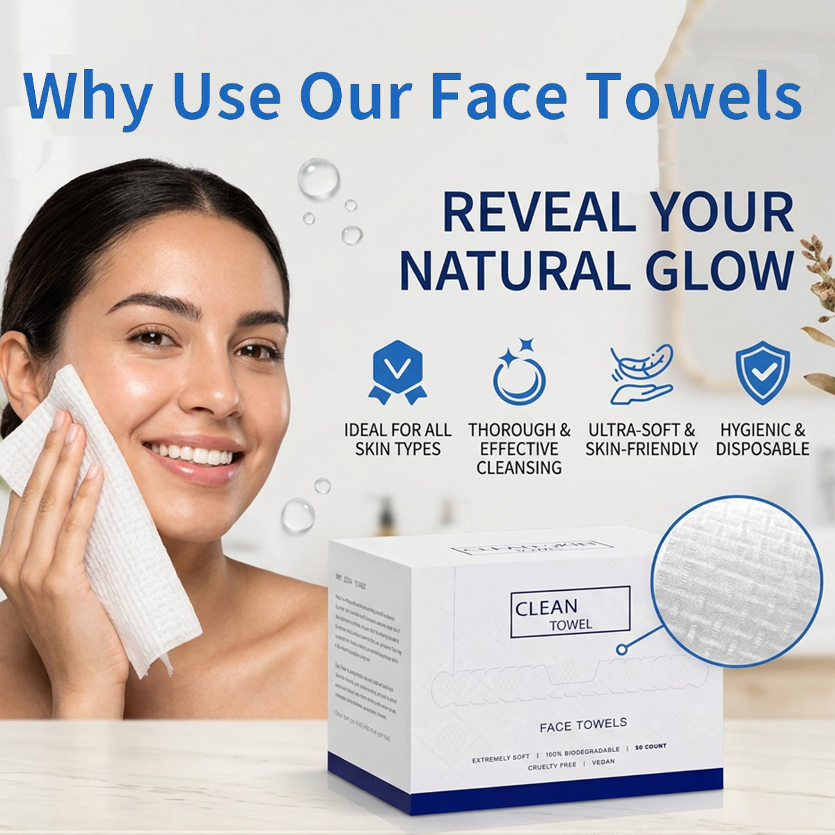Home Textiles Face Towel - 50枚入り使い捨てフェイスタオル 洗顔・メイク落とし ドライビューティースキンケア トラベルパック