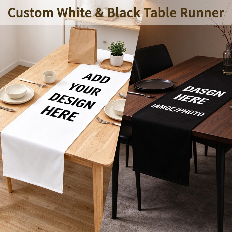 オーダーメイドのテーブルランナー1枚。黒または白。幅30cm - Home Textiles & Decorations のレビューと価格