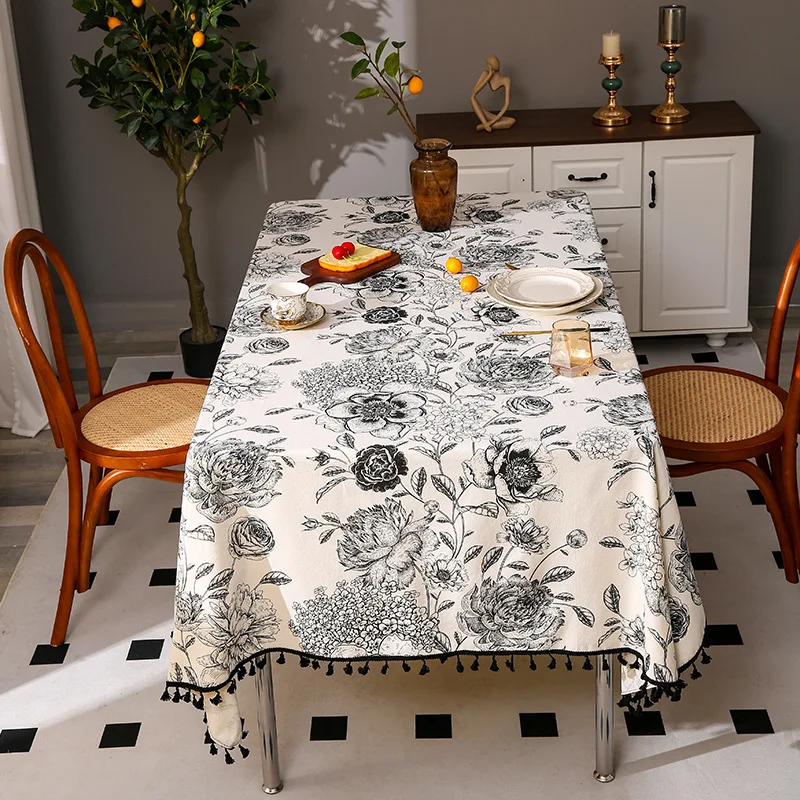 花柄テーブルクロス、大人気。リネンとコットン素材、レースの縁 - Home Textiles Sale のレビューと価格