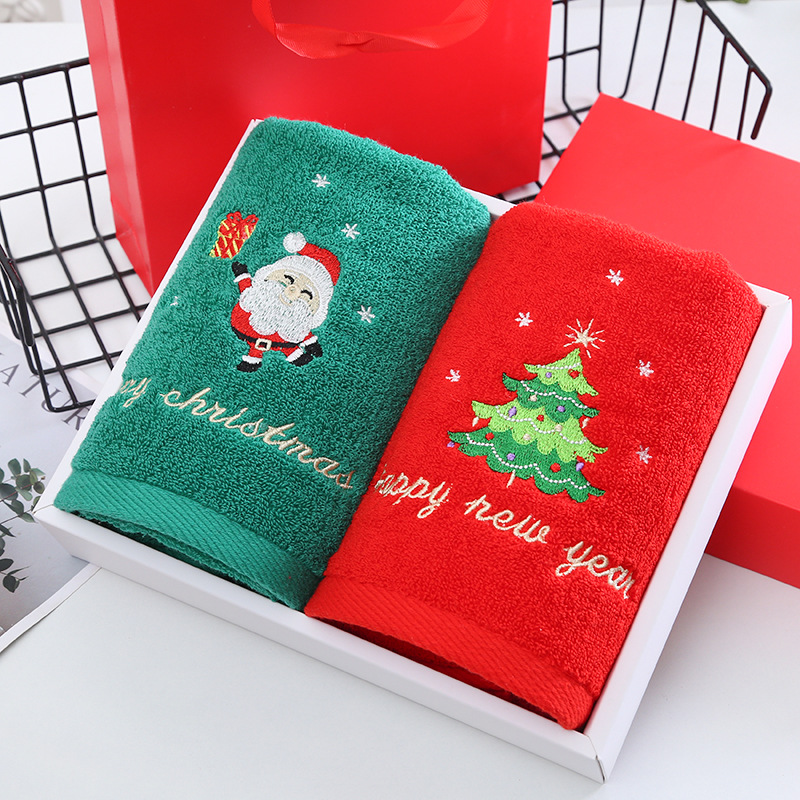 クリスマスタオルギフトボックスセットタオルコットンウォッシン - Home Textiles Face Towel のレビューと価格