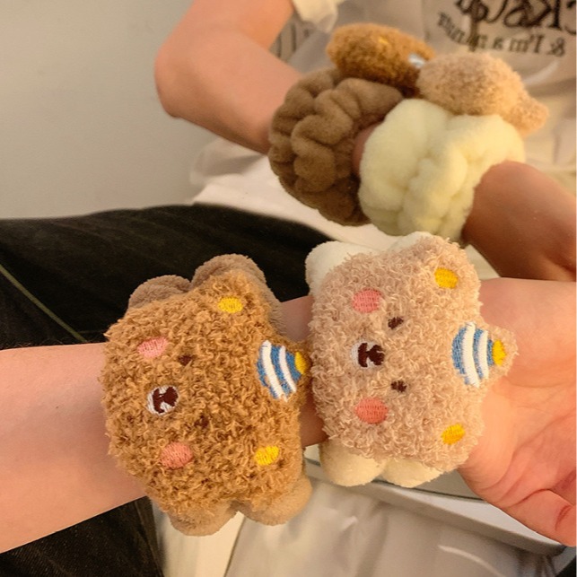 漫画のクマの顔の洗濯と手首のストラップ、柔らかい再利用可能な - Home Textiles Face Towel のレビューと価格