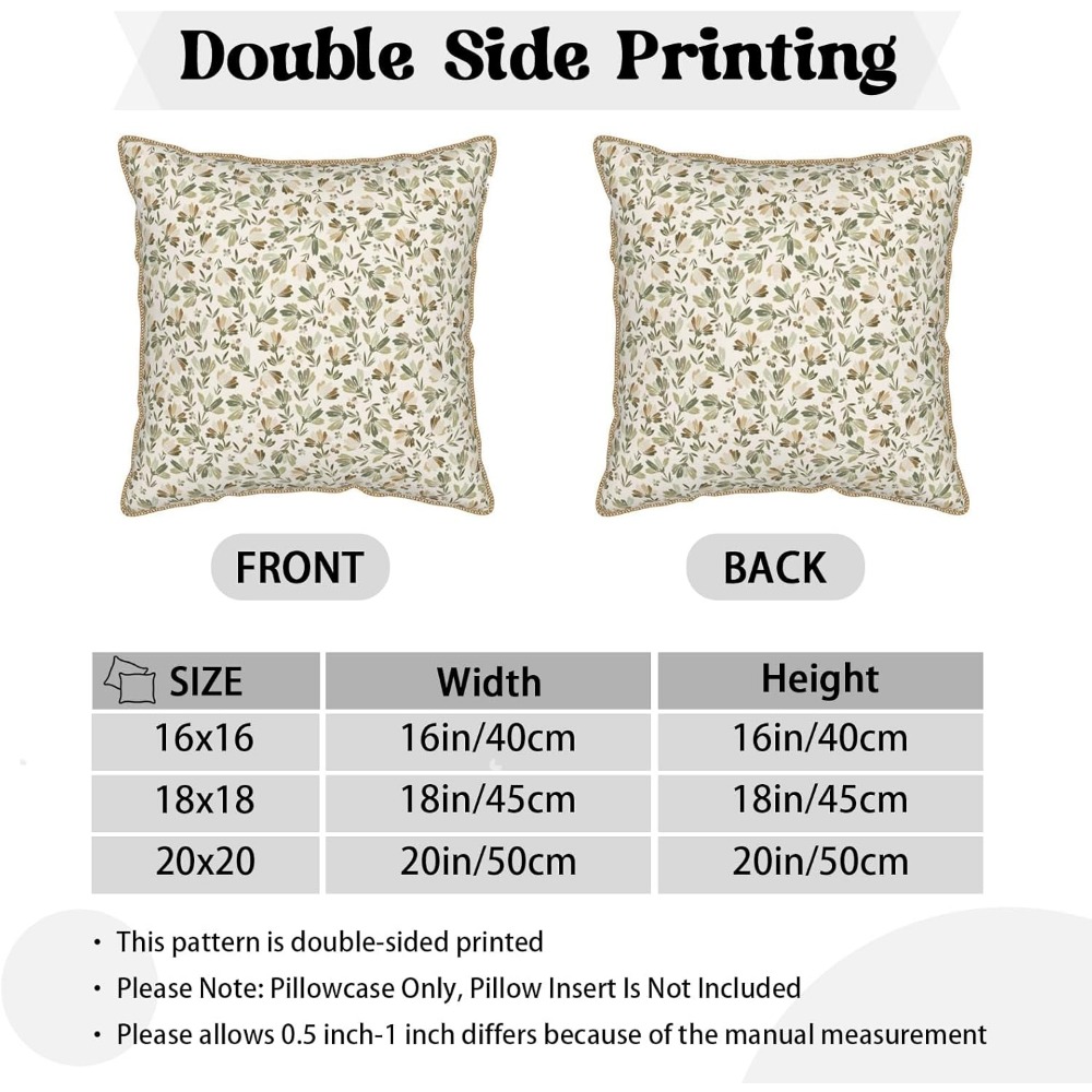 セージグリーン、ベージュ、花柄、柔らかいベルベット素材のクッ - Pillow Insert 18X18 のレビューと価格